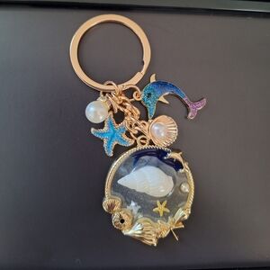 Ocean-Themed Purse Charm Keychain Dolphin Starfish Shell